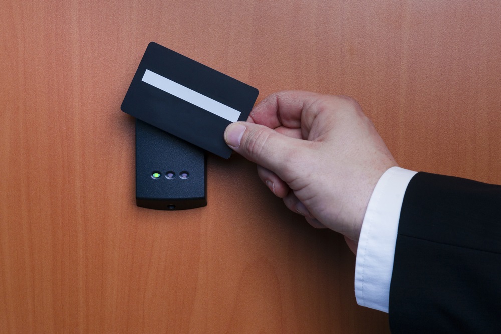 RFID key card used for hotel room access control in hospitality management